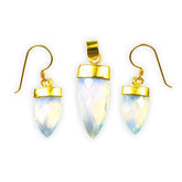 STG-105-CQT 18K Gold Overlay Earring & Pendant Set With Crystal Quartz Beads Bali Designs Inc